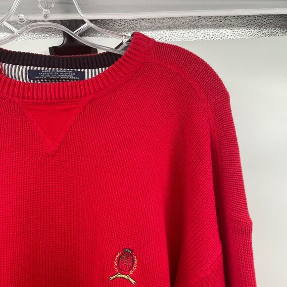 Tommy Hilfiger Womens Tight Knit Sweater Long Sleeve Red/Multi Size XL Heavy - Picture 4 of 8